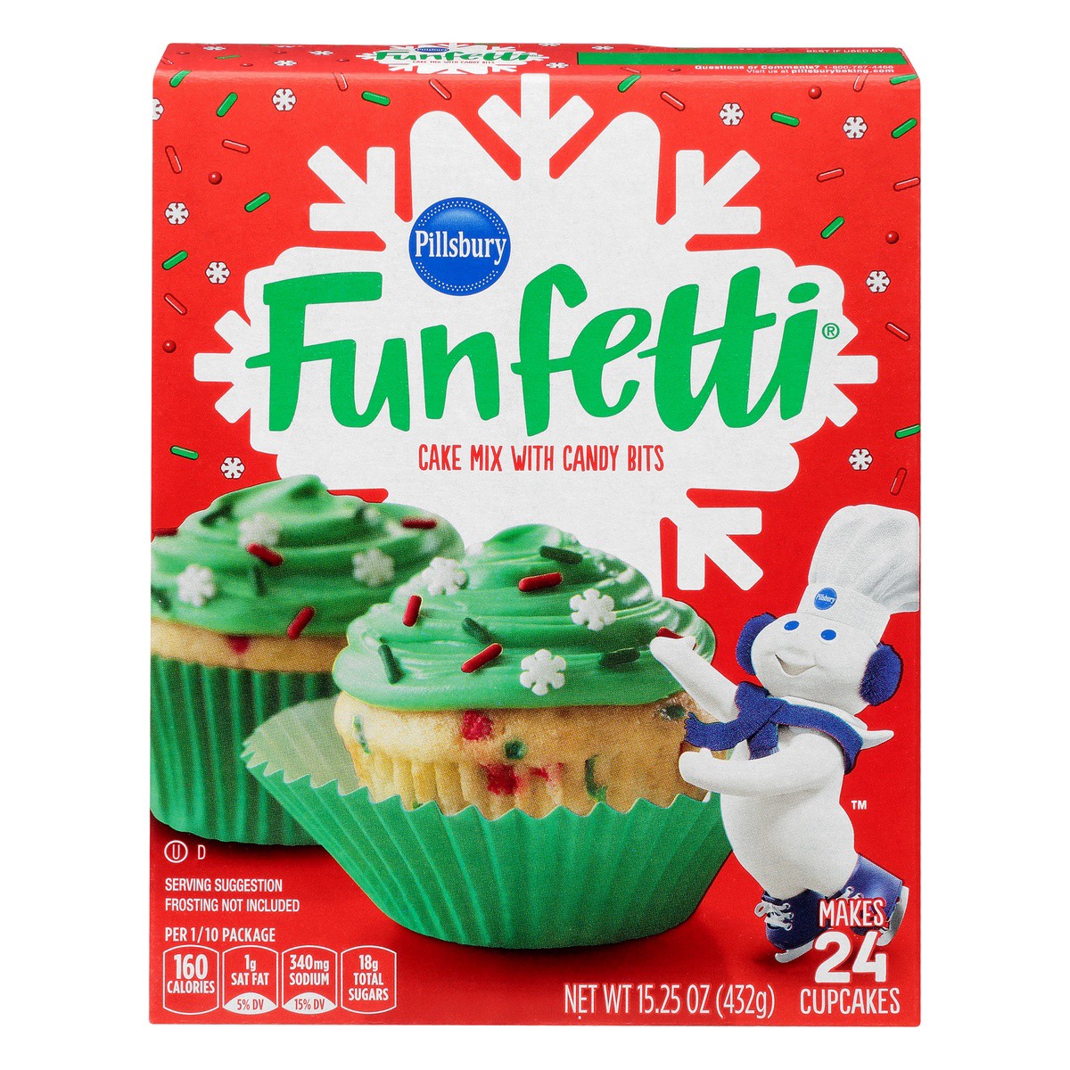 slide 1 of 9, Pillsbury Holiday Funfetti Cake, 15.25 oz