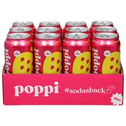 Poppi Strawberry Lemon Prebiotic Soda 12 - 16 fl oz Cans