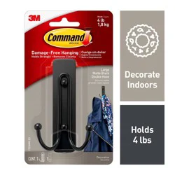 Command Matte Black Large Double Hook 1 Each