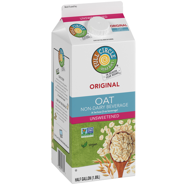 slide 1 of 1, Full Circle Market Original Oat Unsweetened Non-Dairy Beverage 0.5 gal, 1/2 gal