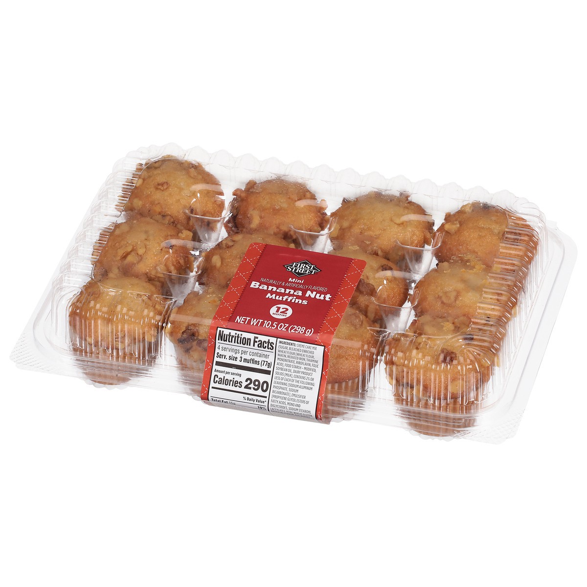 slide 2 of 12, First Street Fs Banana Nut Mini Muffin, 10.5 oz