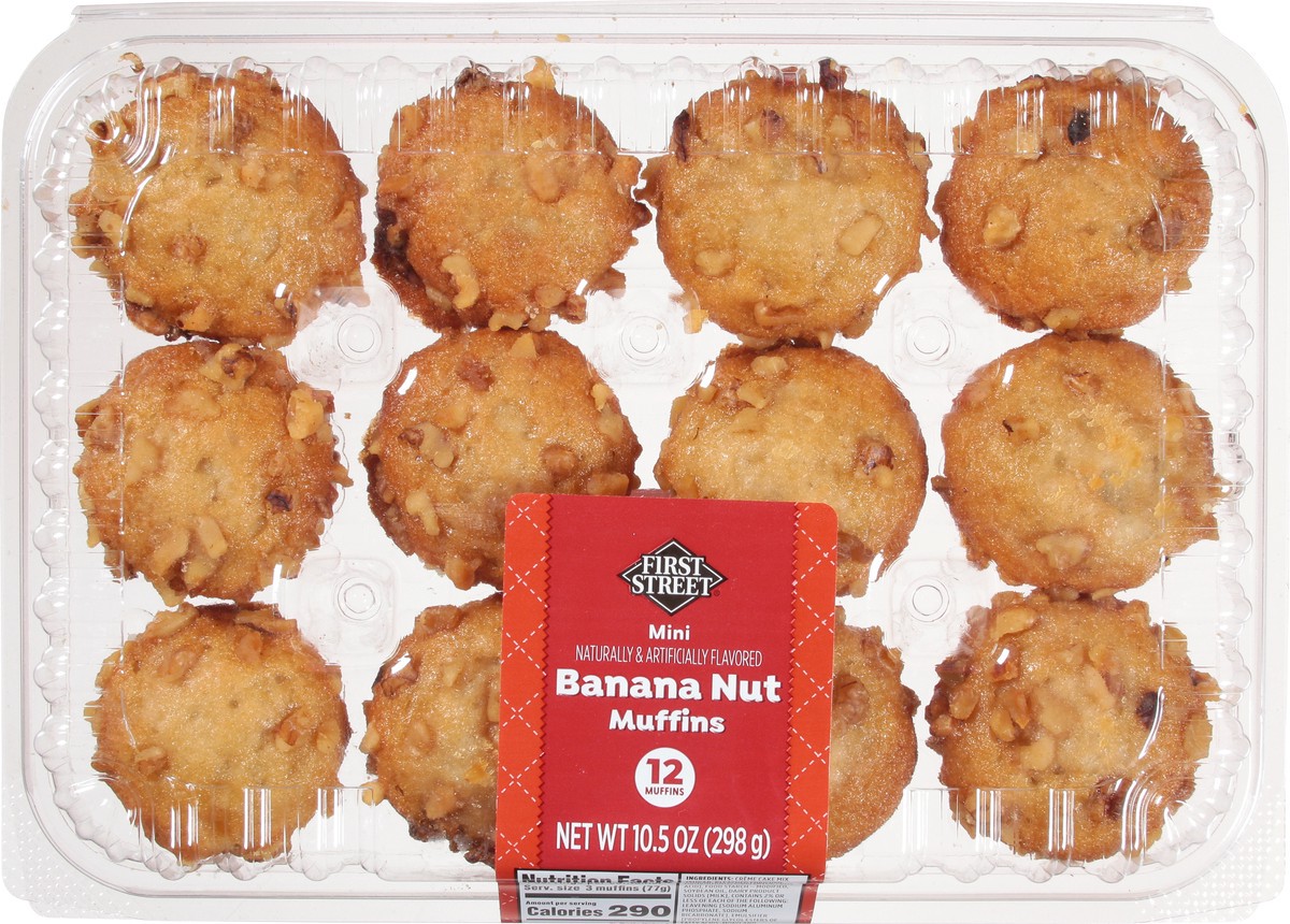 slide 6 of 12, First Street Fs Banana Nut Mini Muffin, 10.5 oz