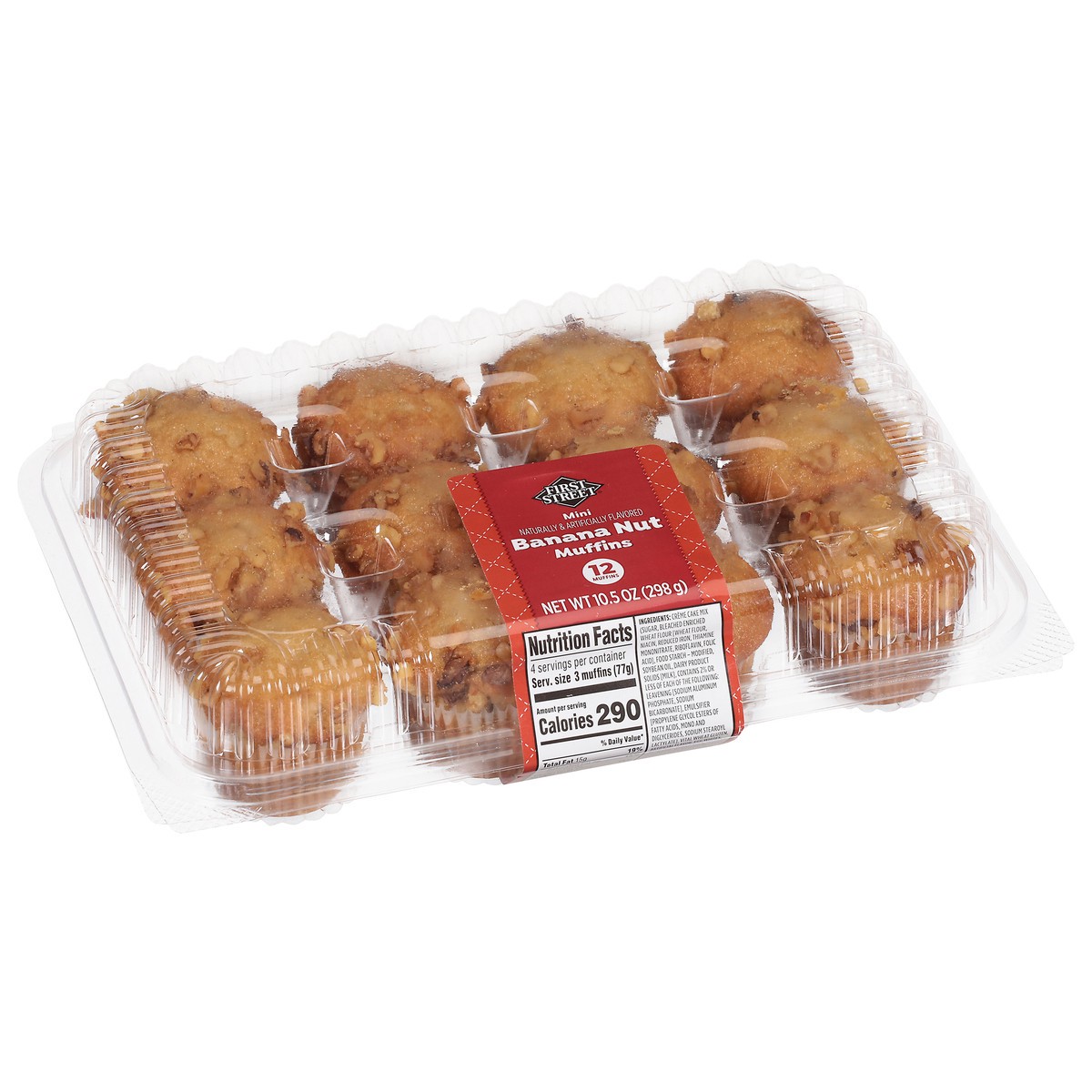 slide 10 of 12, First Street Fs Banana Nut Mini Muffin, 10.5 oz