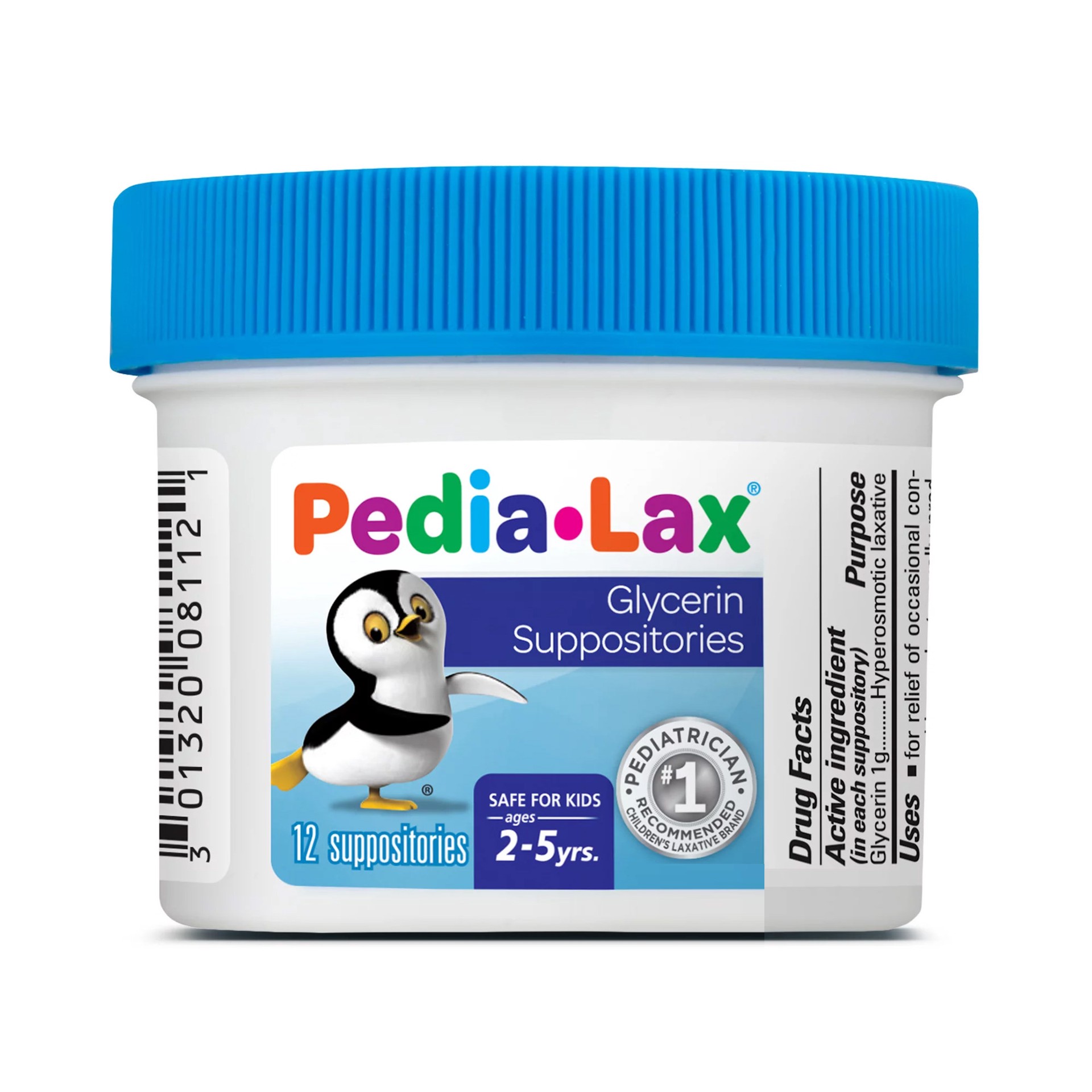 slide 1 of 1, Pedia-Lax Laxative Glycerin Suppositories for Kids, Ages 2-5, 12 Count, 12 ct