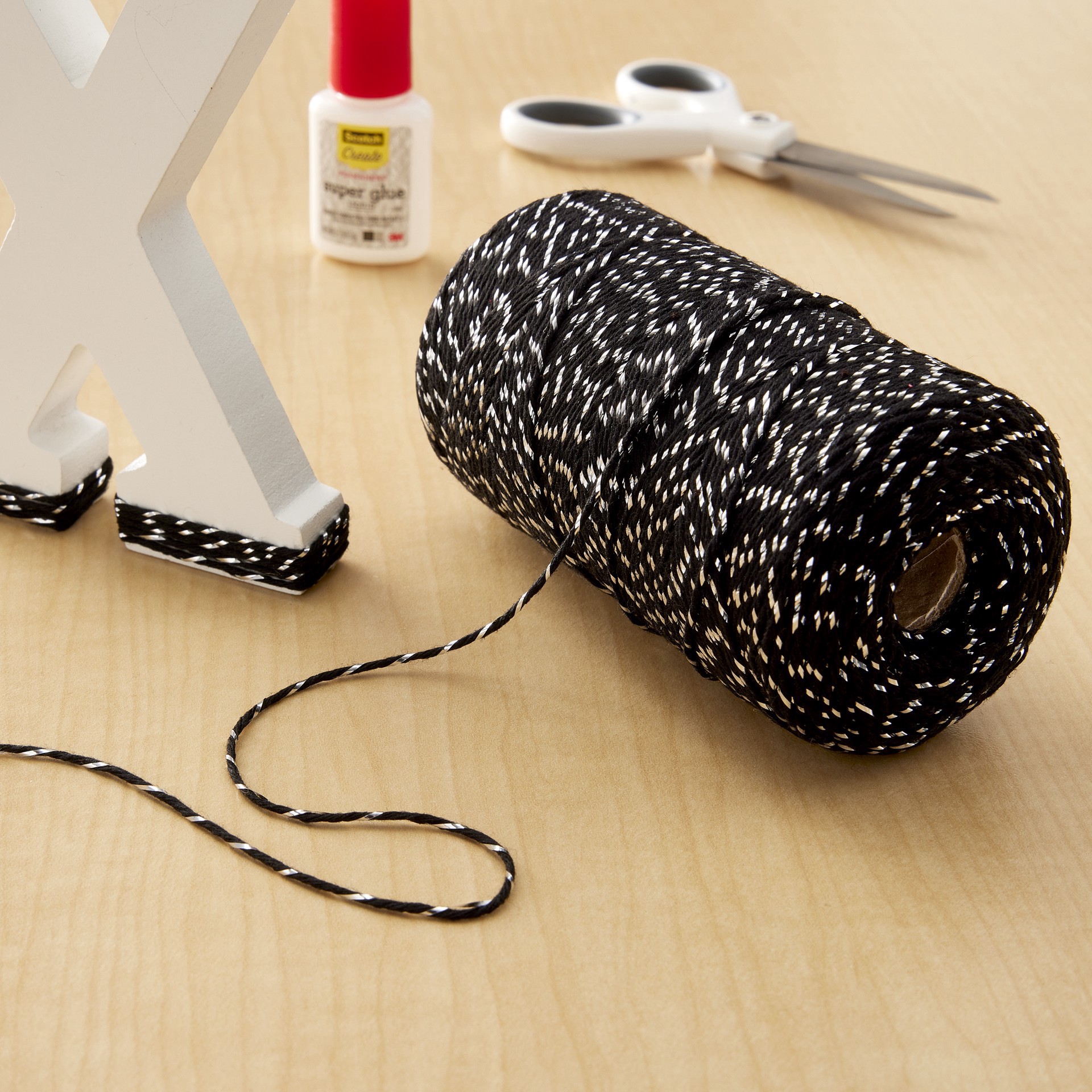 slide 3 of 3, 240yd. Black & Silver Twine By Recollections, 240 yd