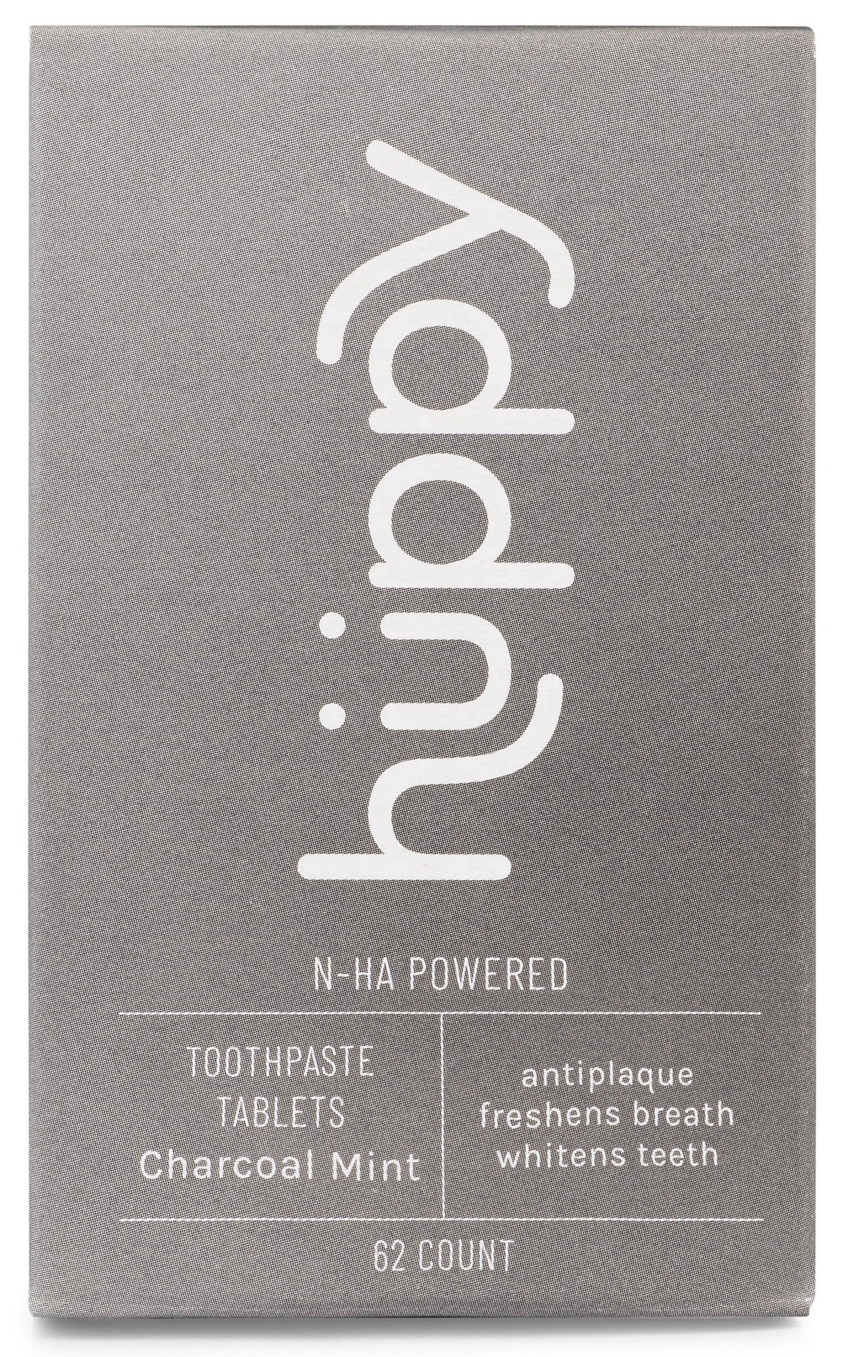 slide 1 of 1, Huppy Charcoal Mint Toothpaste Tablets, 62 ct