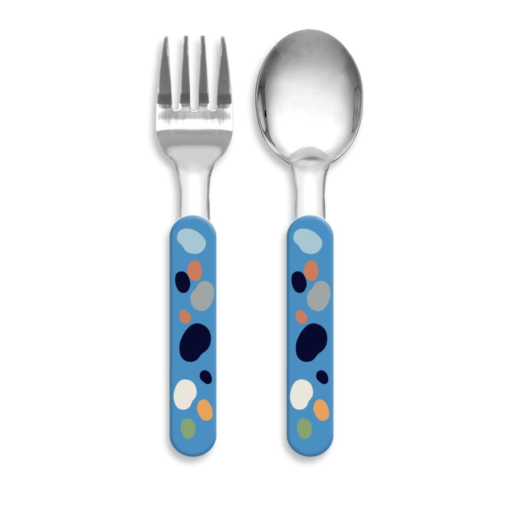 slide 1 of 1, TarHong Jungle Animals Fork And Spoon Set - Blue, 1 ct