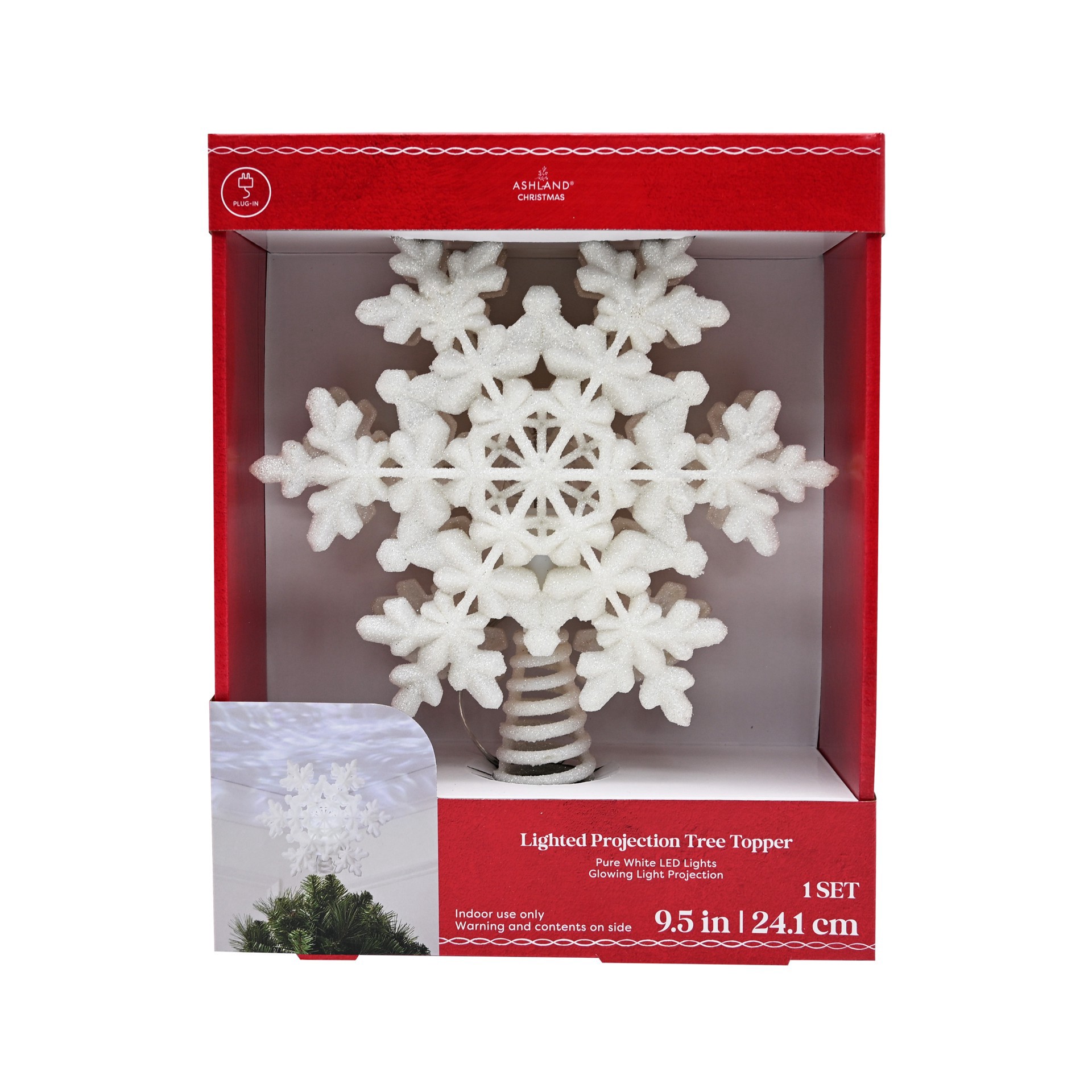 slide 3 of 4, 9.5" Glitter Snowflake Lighted Projection Tree Topper By Ashland, 9.5 in