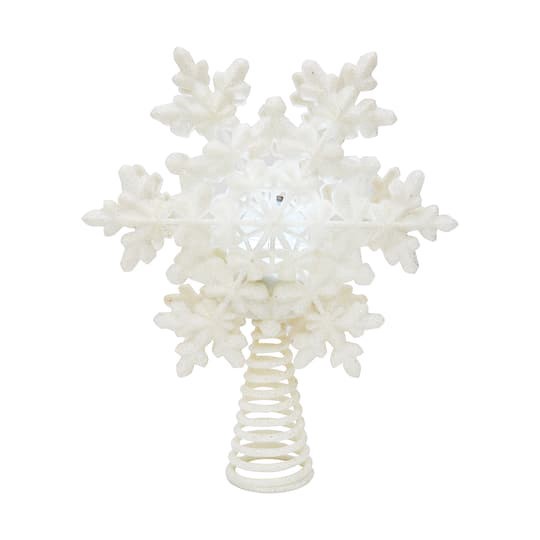 slide 1 of 4, 9.5" Glitter Snowflake Lighted Projection Tree Topper By Ashland, 9.5 in