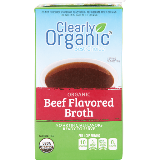 slide 1 of 1, Clearly Organic Beef Flavored Broth, 32 oz