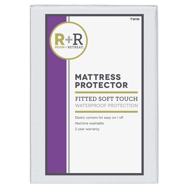 slide 1 of 13, R+R Room + Retreat Soft Touch Waterproof Fitted Mattress Protector, Twin, 1 ct