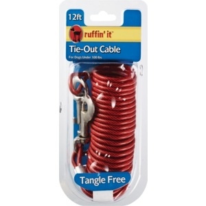 slide 1 of 1, Ruffin' It Ruffin' It 12ft Tangle-Free Tie-Out Cable For Dogs Under 100 Lbs, 12 ft