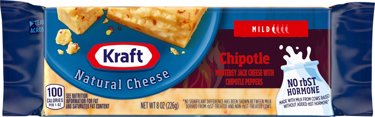 slide 4 of 13, Kraft Chipotle Monterey Jack Cheese with Mild Chipotle Peppers, 8 oz Block, 8 oz