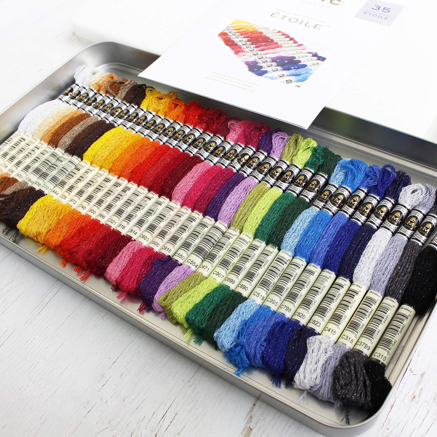 slide 5 of 6, Dmc Mouline Etoile Floss, Collector's Tin, 0.5 in x 7.9 in x 13.8 in