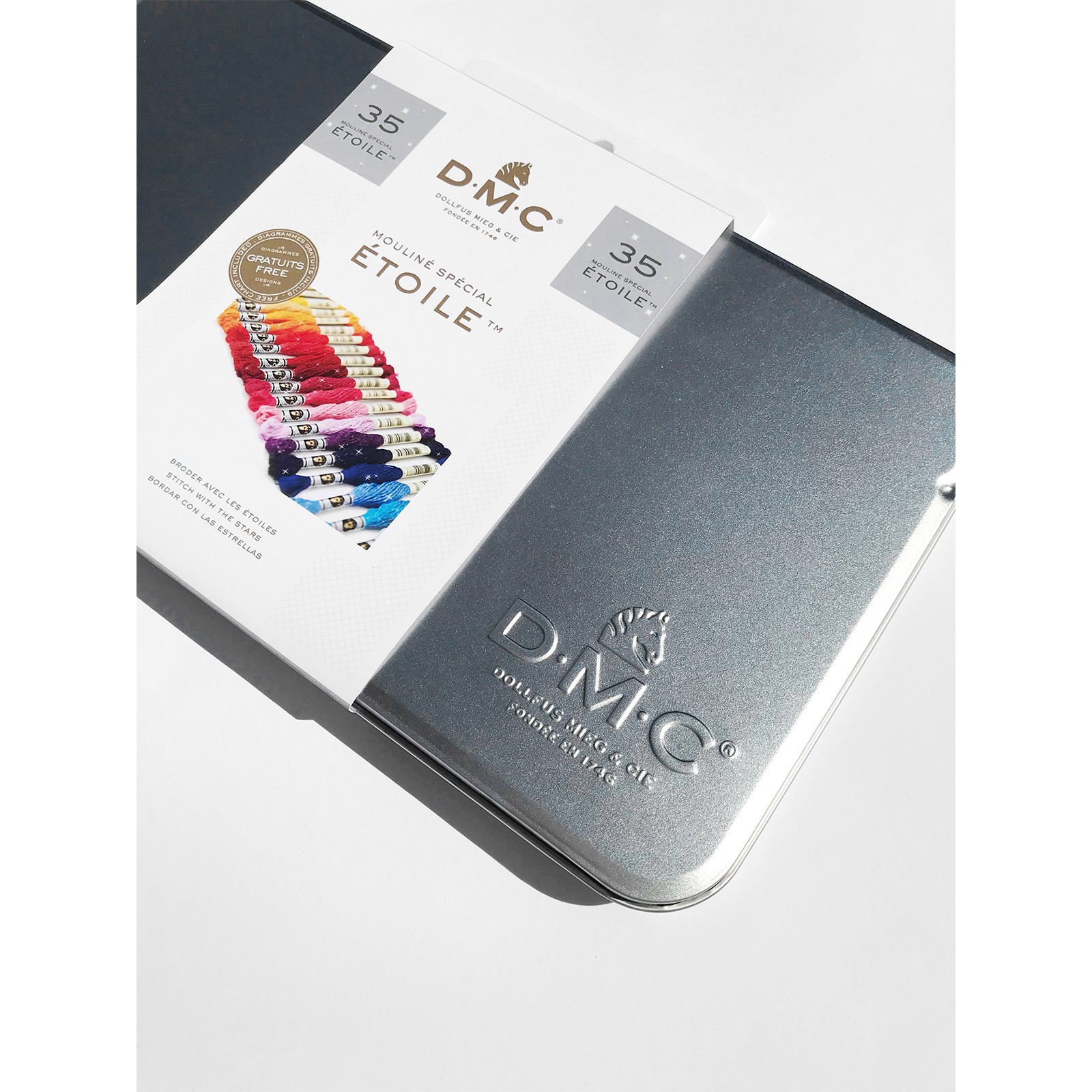 slide 4 of 6, Dmc Mouline Etoile Floss, Collector's Tin, 0.5 in x 7.9 in x 13.8 in