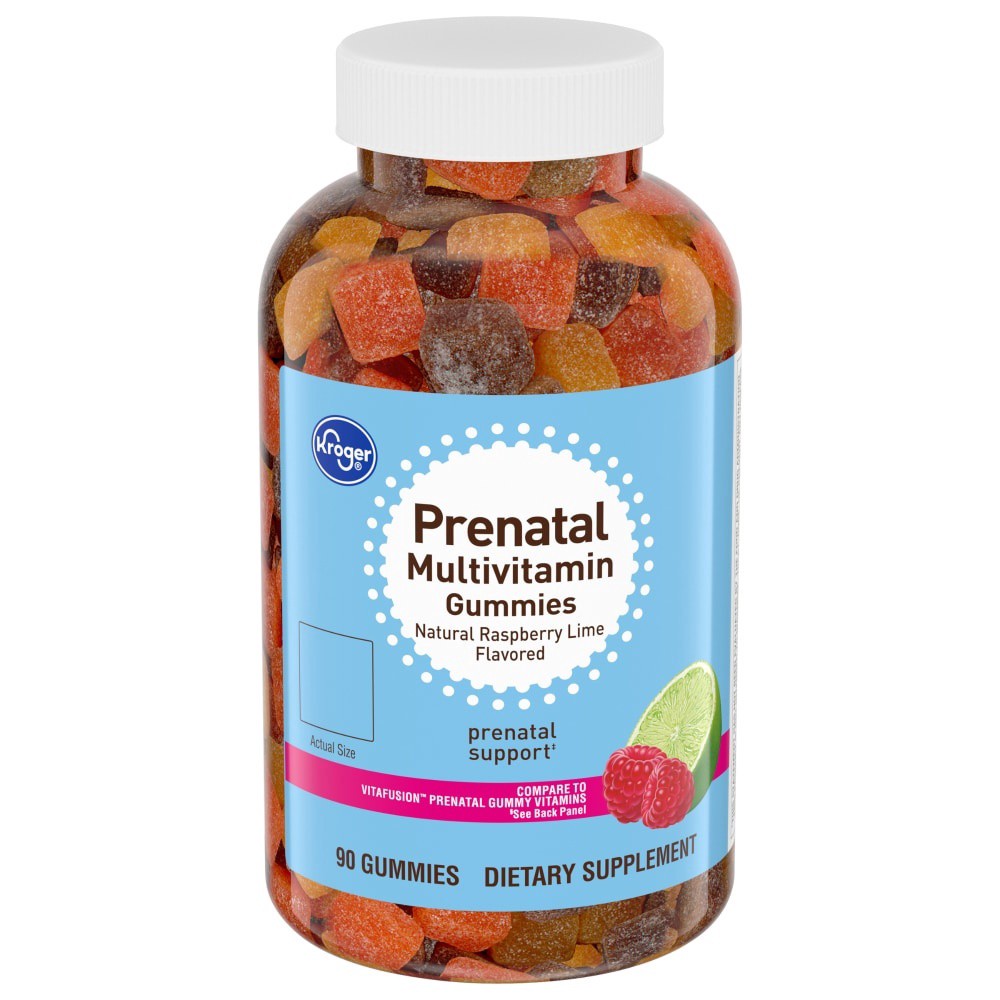 slide 1 of 4, Kroger Prenatal Raspberry Lime Multivitamin Gummies, 90 ct