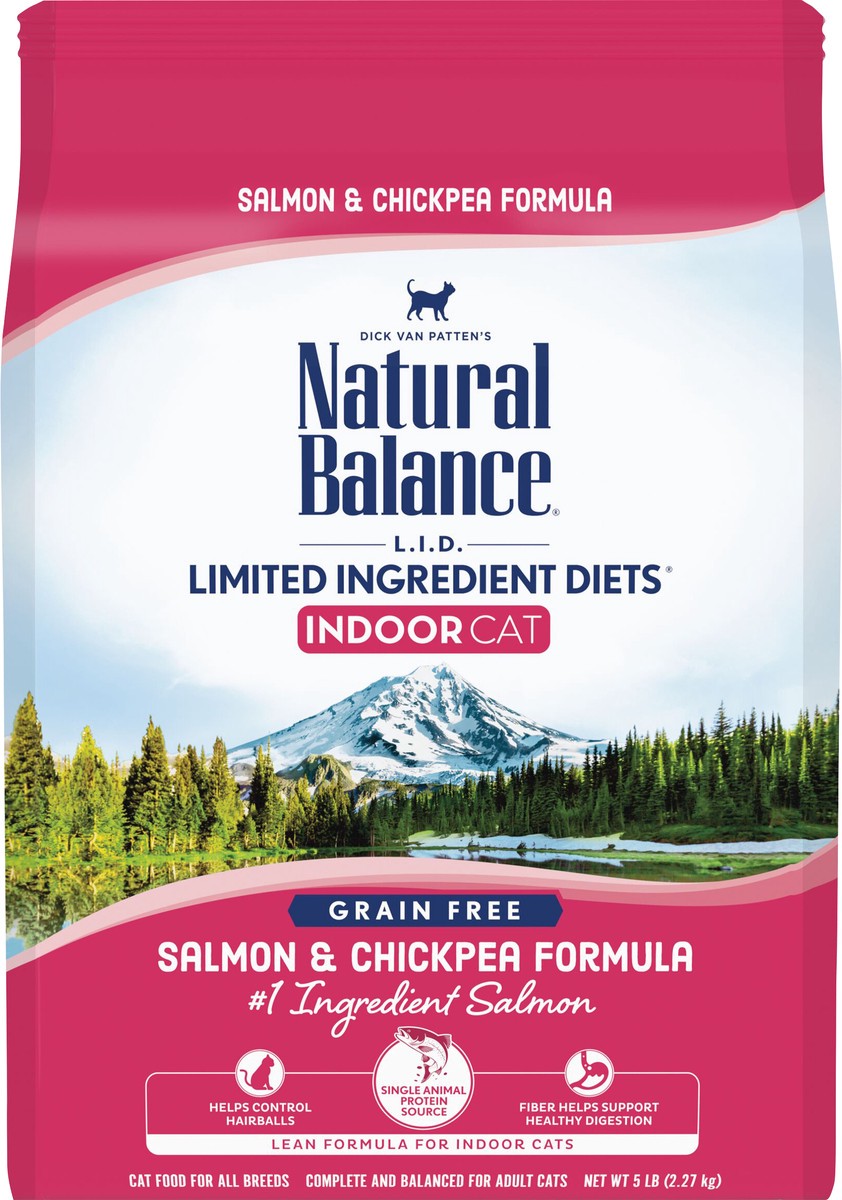 slide 2 of 9, Natural Balance Limited Ingredient Diets Dry Cat Food for Indoor Cats, Salmon & Chickpea Formula, 5-Pound, 5 lb