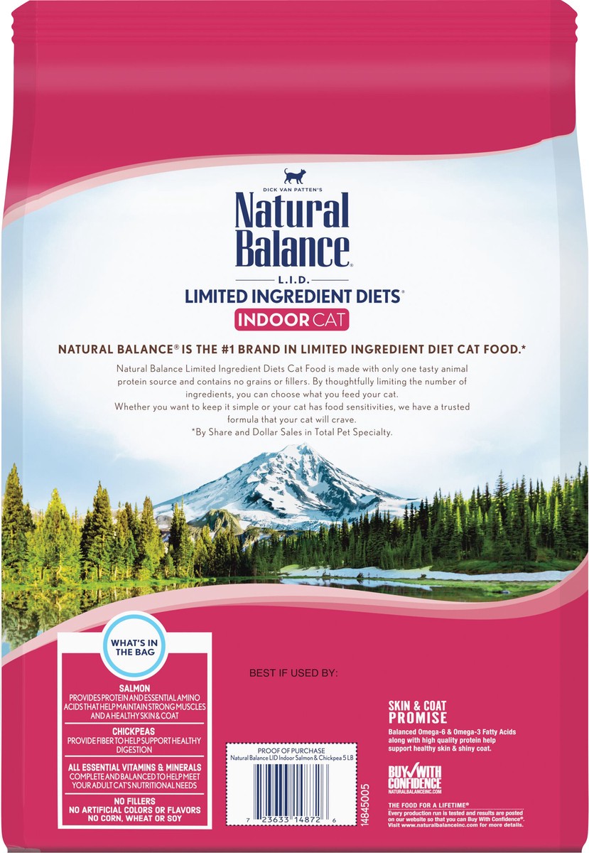 slide 5 of 9, Natural Balance Limited Ingredient Diets Dry Cat Food for Indoor Cats, Salmon & Chickpea Formula, 5-Pound, 5 lb