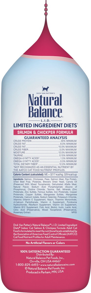 slide 7 of 9, Natural Balance Limited Ingredient Diets Dry Cat Food for Indoor Cats, Salmon & Chickpea Formula, 5-Pound, 5 lb