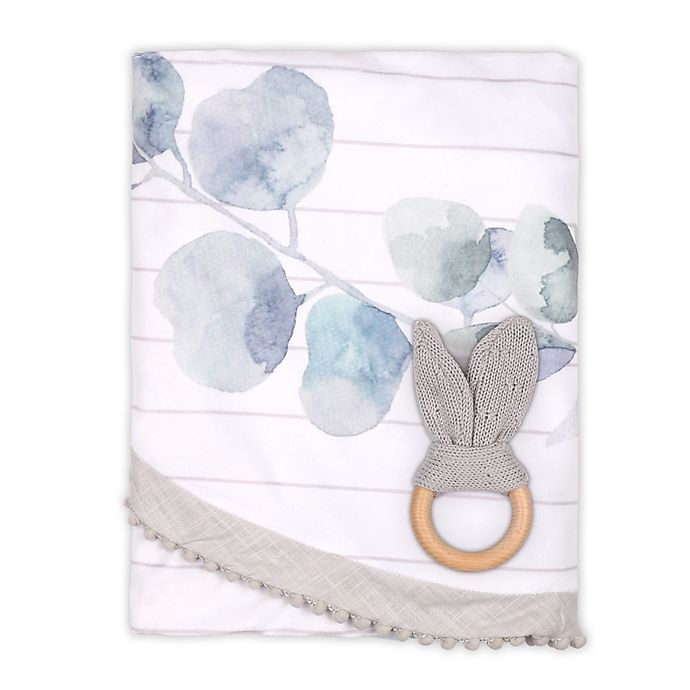 slide 1 of 4, The Peanutshell Farmhouse Leaf Blanket and Teether Set - White/Grey, 2 ct