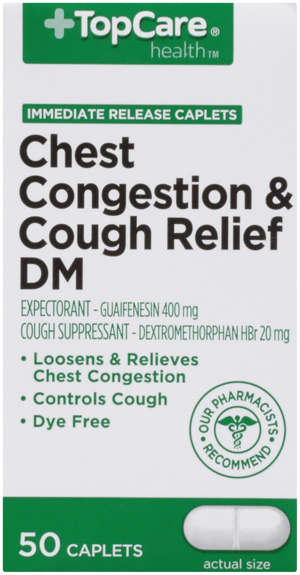 TopCare Chest Congestion & Cough Relief DM Caplets 50 ct | Shipt