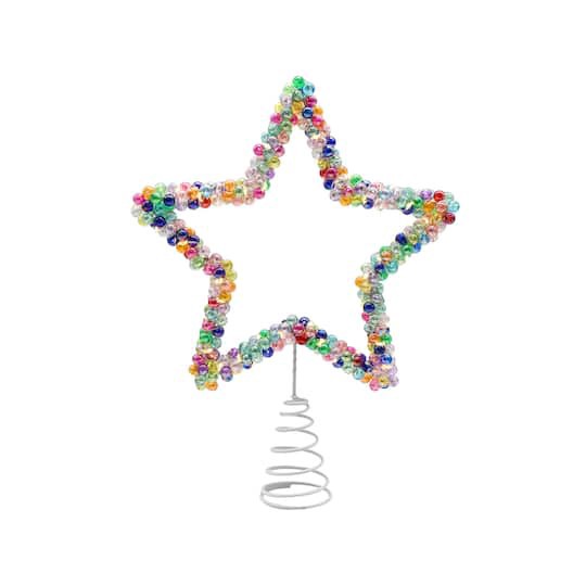 slide 1 of 4, 10" Multicolor Beaded Star Lighted Tree Topper By Ashland, 10 in