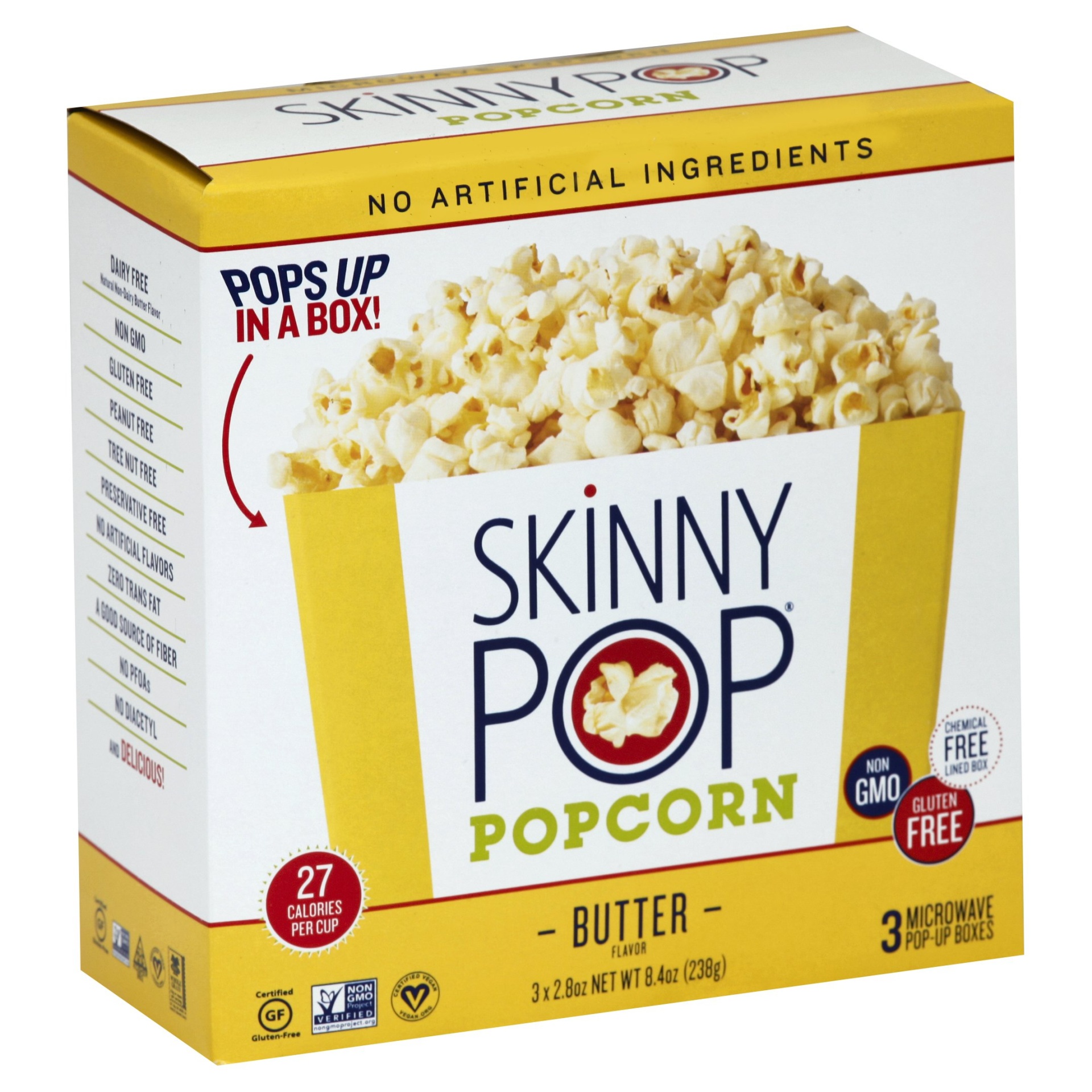 slide 1 of 1, SkinnyPop Butter Microwave Popcorn, 8.4 oz