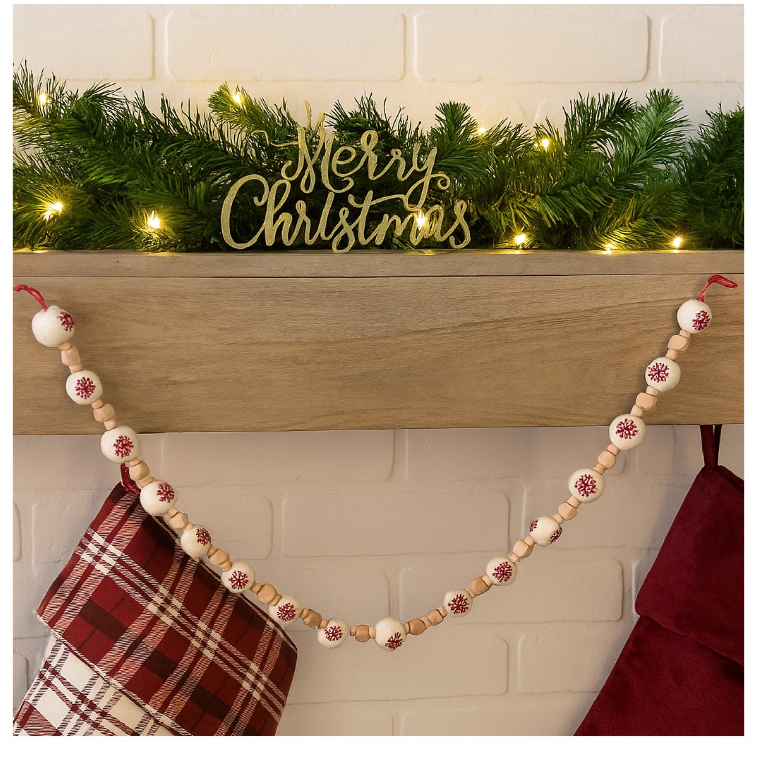 slide 4 of 4, 6ft. Wood Snowflake Ball Garland By Ashland, 6 ft
