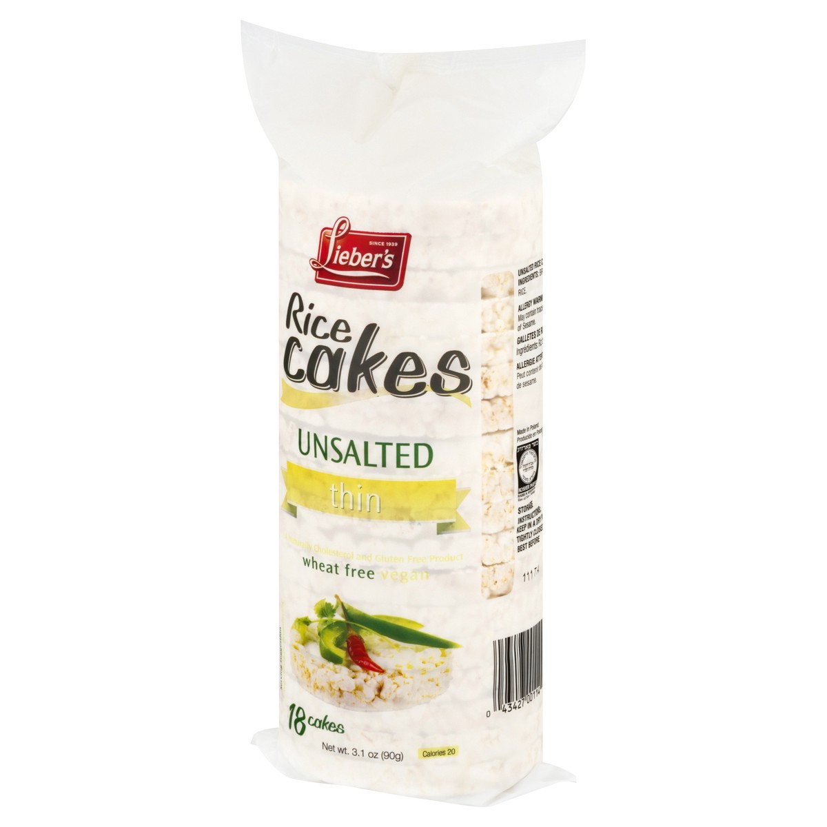 slide 2 of 9, Lieber's Thin Unsalted Rice Cakes 18 ea, 18 ct