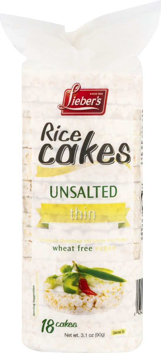 slide 3 of 9, Lieber's Thin Unsalted Rice Cakes 18 ea, 18 ct