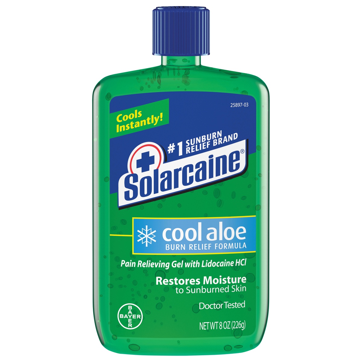 slide 2 of 9, Solarcaine Cool Aloe Burn Relief Formula Pain Relieving Gel with Lidocaine HCl, 8 oz