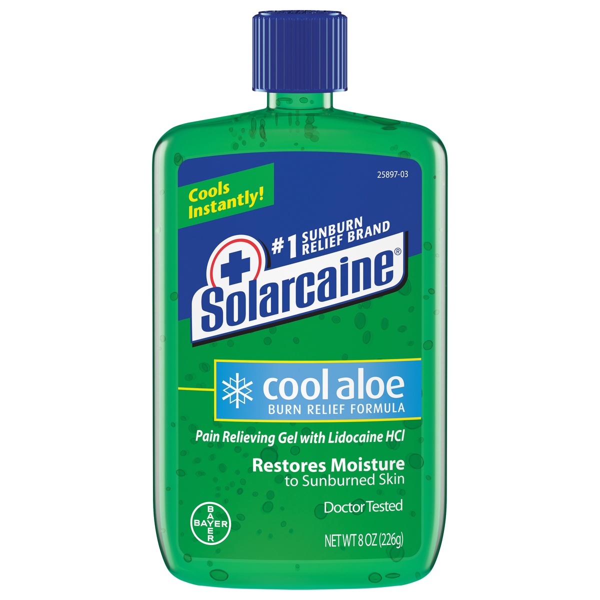 slide 1 of 9, Solarcaine Cool Aloe Burn Relief Formula Pain Relieving Gel with Lidocaine HCl, 8 oz