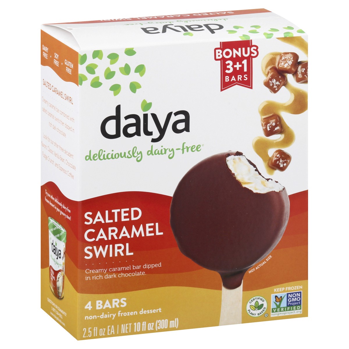 slide 5 of 9, Daiya Dairy Free Salted Caramel Swirl Non-Dairy Frozen Dessert Bar - 10 oz, 10 oz