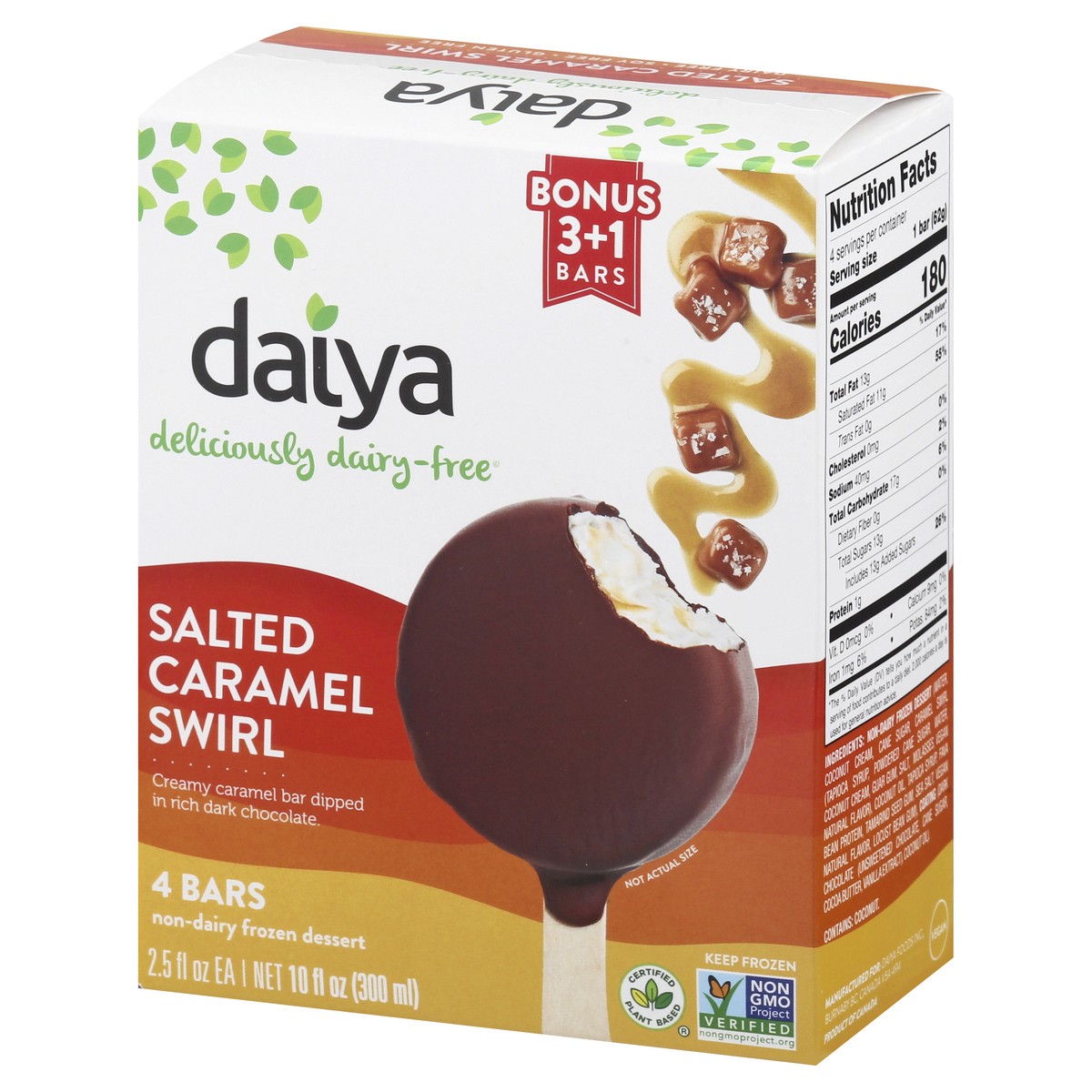 slide 3 of 9, Daiya Dairy Free Salted Caramel Swirl Non-Dairy Frozen Dessert Bar - 10 oz, 10 oz