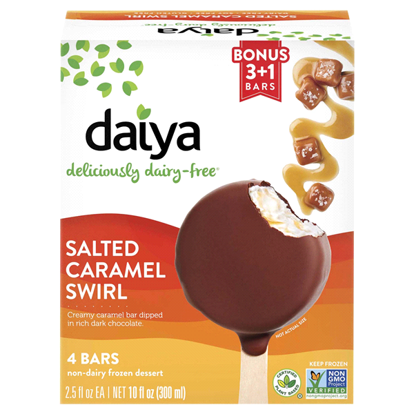 slide 1 of 1, Daiya Salted Caramel Swirl Non-Dairy Frozen Dessert Bar, 10 oz