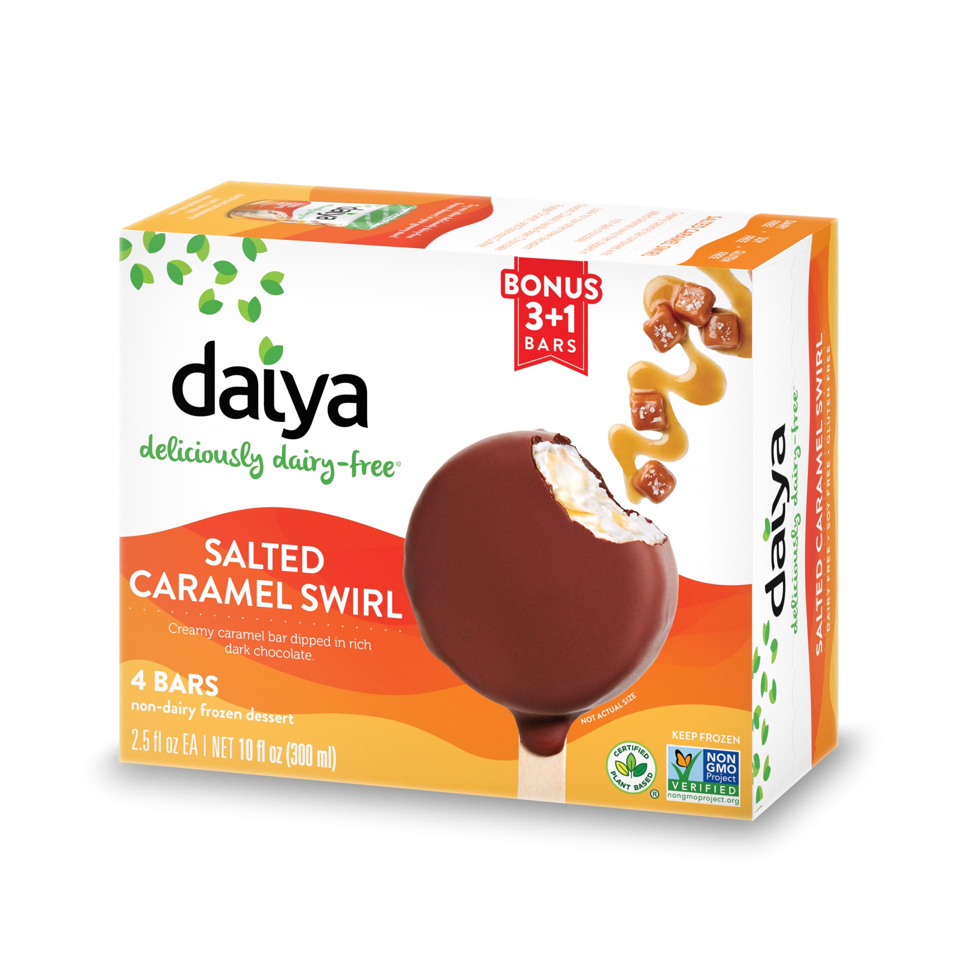 slide 1 of 9, Daiya Dairy Free Salted Caramel Swirl Non-Dairy Frozen Dessert Bar - 10 oz, 10 oz