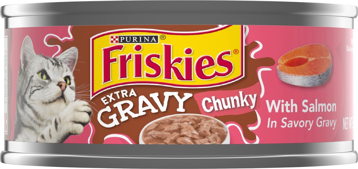 slide 3 of 7, Friskies Purina Friskies Gravy Wet Cat Food, Extra Gravy Chunky With Salmon in Savory Gravy - 5.5 oz. Can, 5.5 oz
