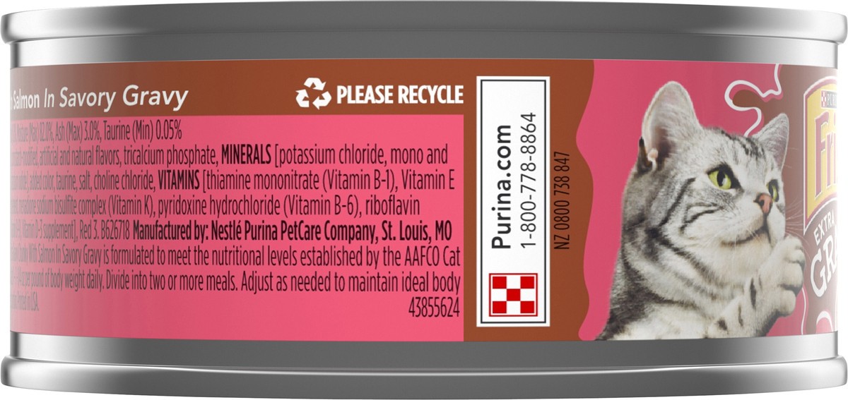 slide 5 of 7, Friskies Purina Friskies Gravy Wet Cat Food, Extra Gravy Chunky With Salmon in Savory Gravy - 5.5 oz. Can, 5.5 oz