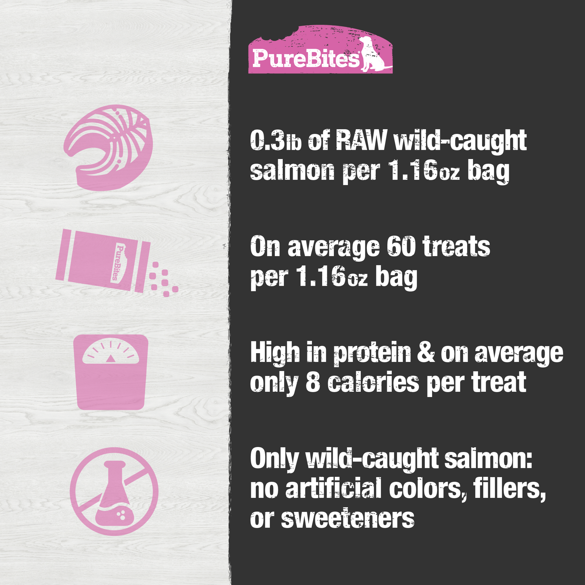 slide 5 of 5, PureBites Salmon Treats, 1 ct