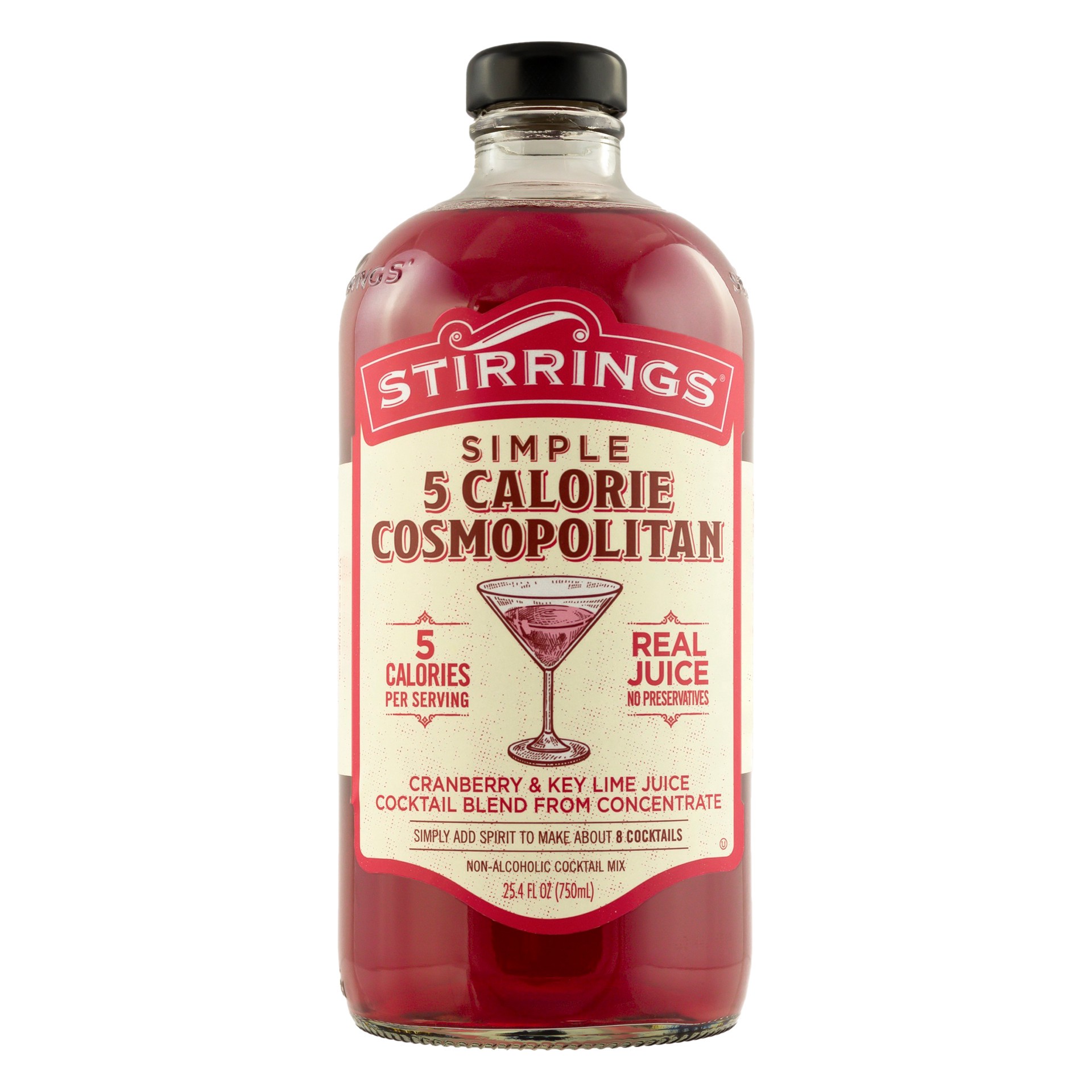 slide 1 of 2, Stirrings 5 Calorie Cosmopolitan Mix, Non Alcoholic Cocktail Mixer, 750ml Bottle, 750 ml