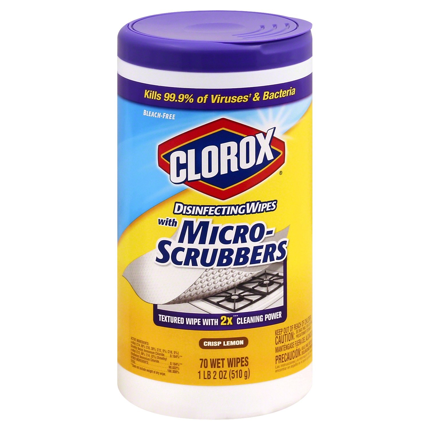 slide 1 of 4, Clorox Lemon Fresh Disinfecting Wipes With Micro-Scrubbers, 70 ct