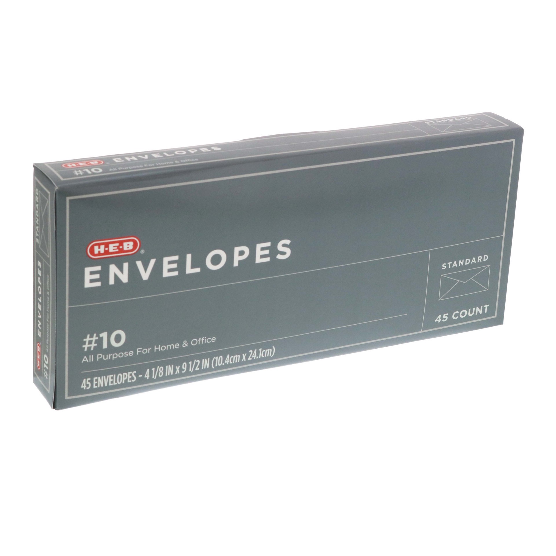 slide 1 of 1, H-E-B #10 Standard Envelopes, 45 ct