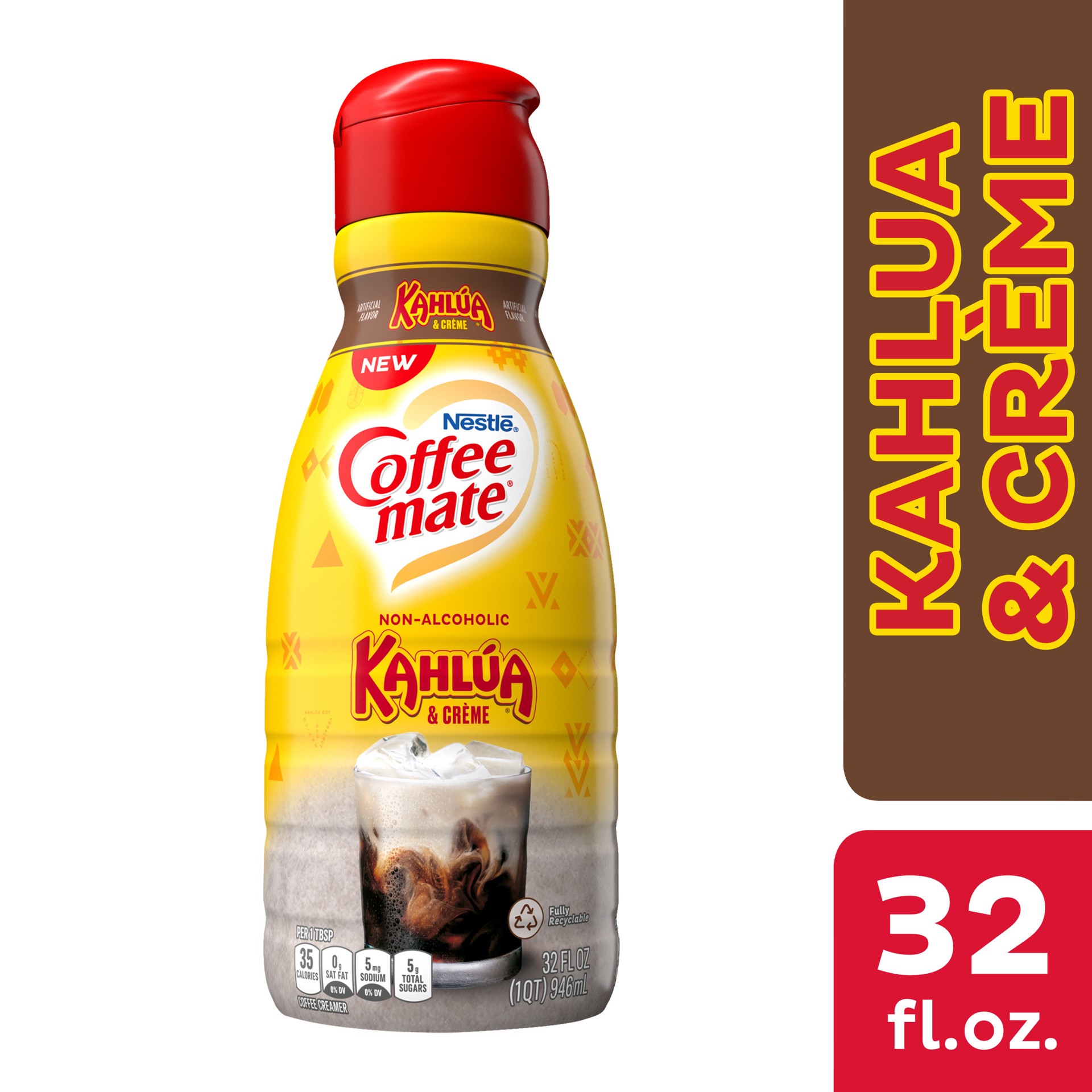 slide 1 of 6, Coffee mate Kahlua and Creme Non-Alcoholic Liquid Coffee Creamer, 32 Fl Oz, 32 oz