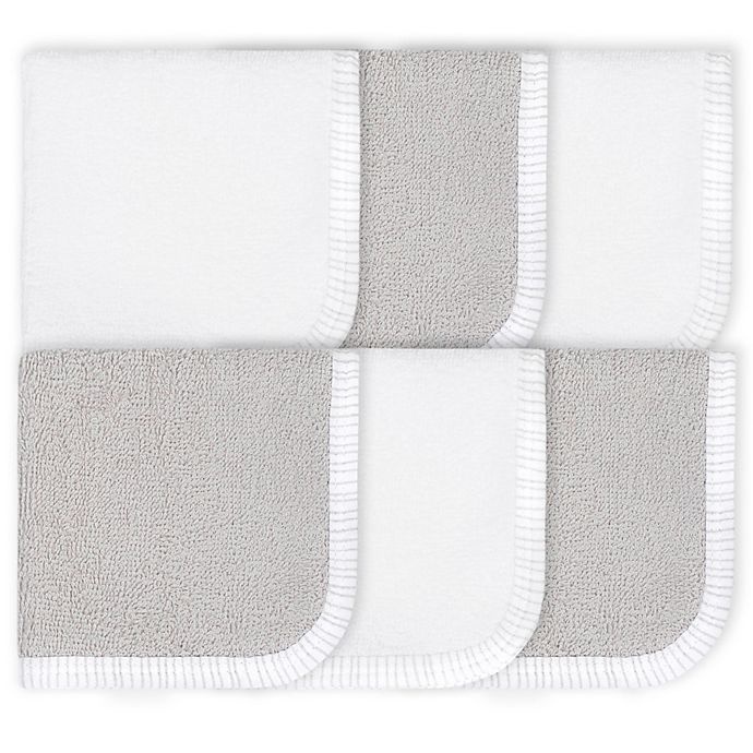 slide 1 of 3, Gerber Woven Washcloths - Grey/White, 6 ct