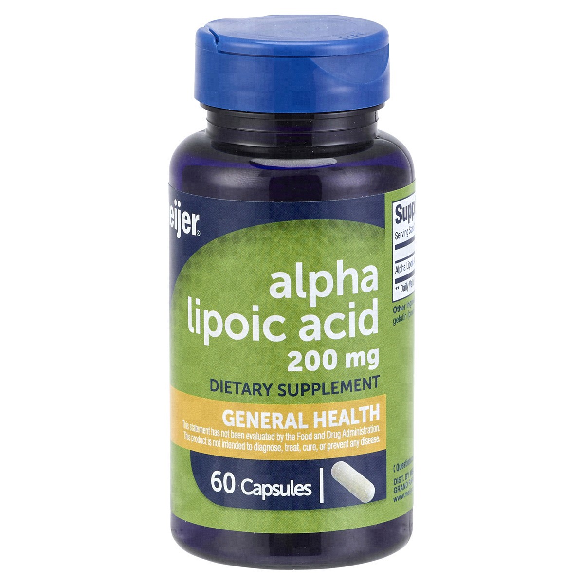 slide 1 of 9, Meijer Wellness Meijer Natural Alpha Lipoic Acid Capsules, 200 mg, 60 ct