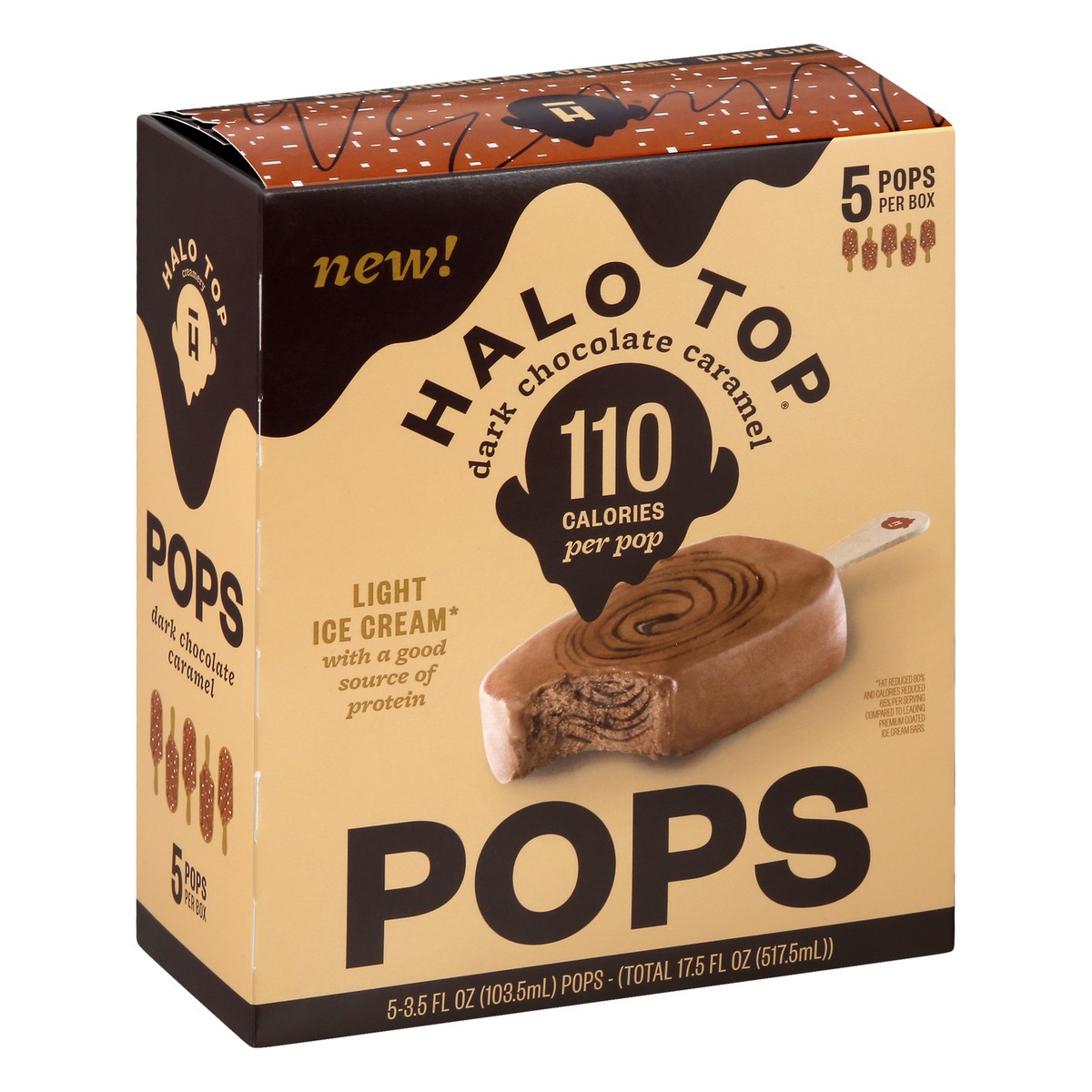 slide 2 of 10, Halo Top Creamery Dark Chocolate Caramel Light Ice Cream Pops, 17.5 fl oz