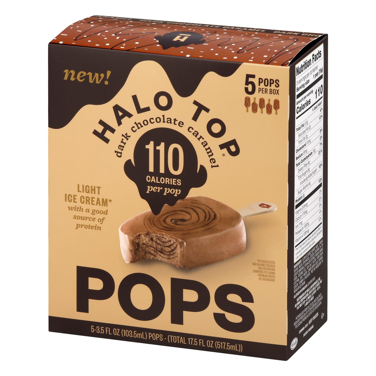 slide 3 of 10, Halo Top Creamery Dark Chocolate Caramel Light Ice Cream Pops, 17.5 fl oz