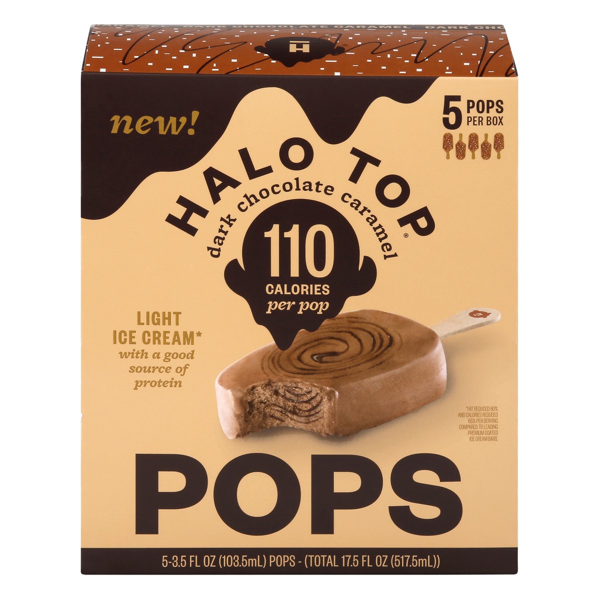 slide 1 of 10, Halo Top Creamery Dark Chocolate Caramel Light Ice Cream Pops, 17.5 fl oz