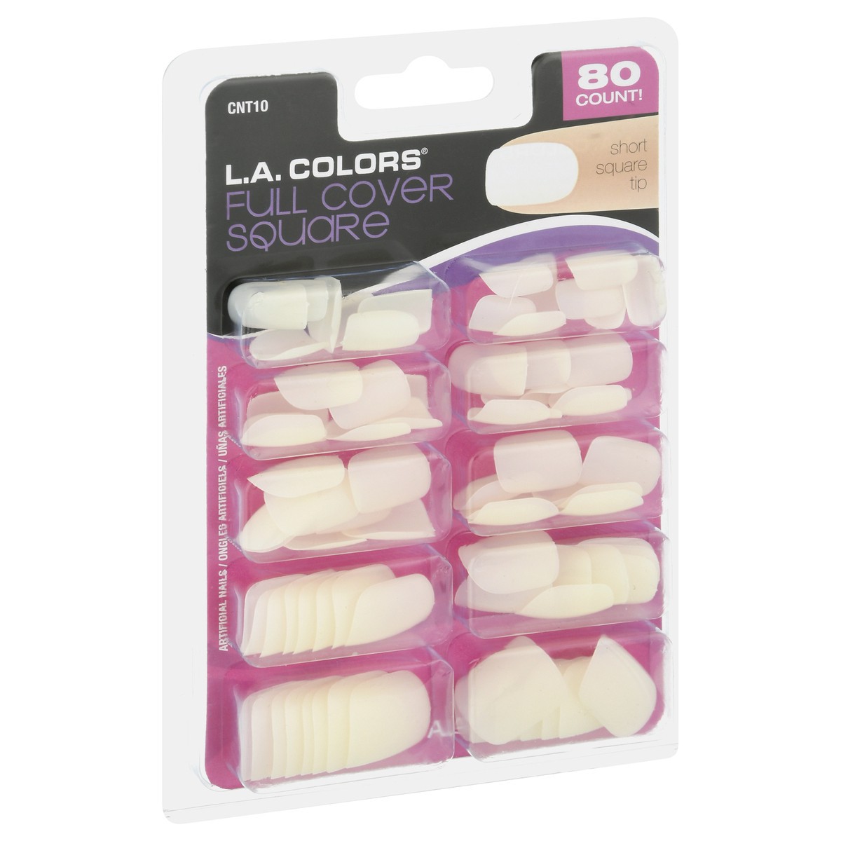 slide 2 of 9, L.A. Colors Full Cover Square Artificial Nail Tips 80 ea, 80 ct