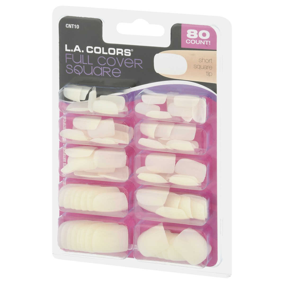 slide 3 of 9, L.A. Colors Full Cover Square Artificial Nail Tips 80 ea, 80 ct